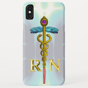CAPA PARA iPhone XS MAX DOURADO SÍMBOLO DE ENFERMEIRO REGISTRADO DE CADUEU