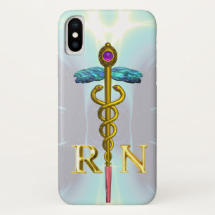 CAPA PARA iPhone X DOURADO SÍMBOLO DE ENFERMEIRO REGISTRADO DE CADUEU