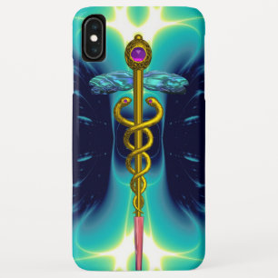 Capa Para iPhone Da Case-Mate DOURADO SÍMBOLO MÉDICO DO CADUEUS, Tartaruga Azul