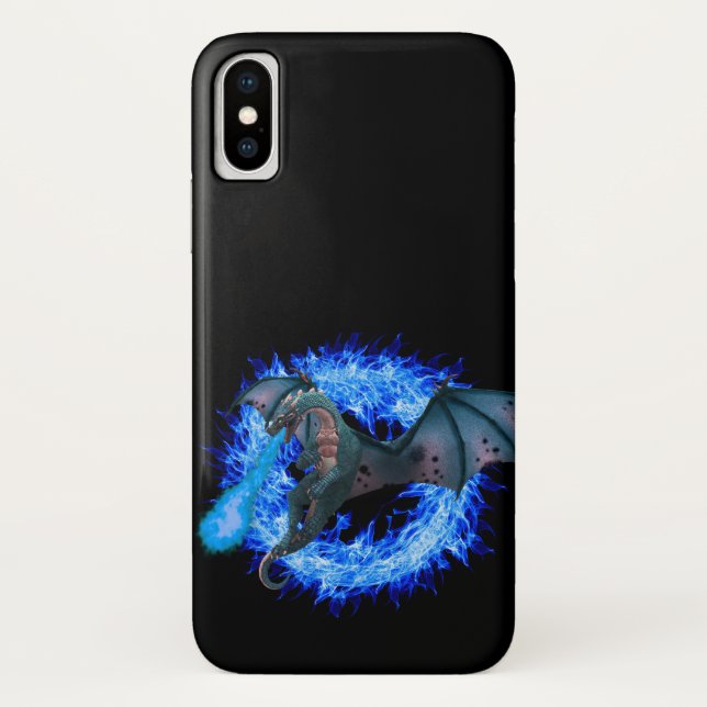 Capa Para iPhone, Case-Mate Dragão de Fogo Azul Chamas Fantasia (Verso)