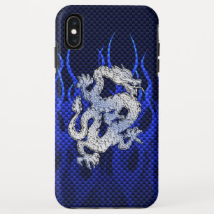 Capa Para iPhone XS Max Dragão em cromo como estilo de fibra de carbono az