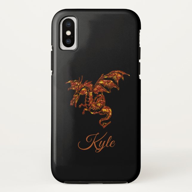 Capa Para iPhone, Case-Mate Dragão Flamejante em Preto Pessoal (Verso)