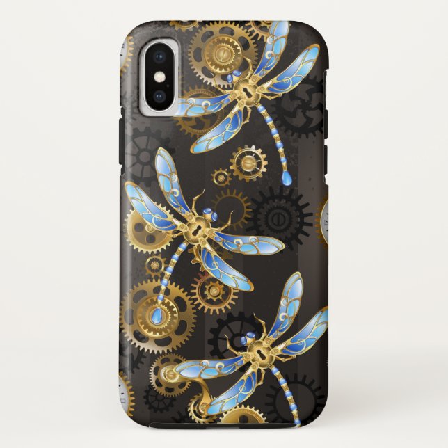 Capa Para iPhone, Case-Mate Dragões-do-galho-do-mar em fundo listrado castanho (Verso)