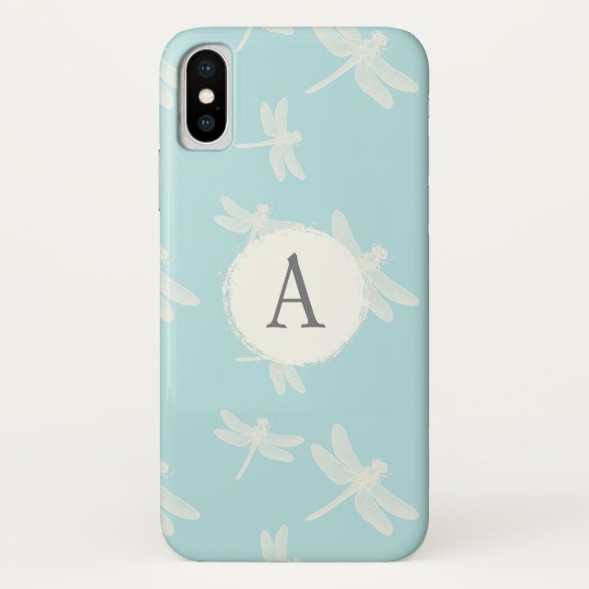 Capa Para iPhone, Case-Mate Dragonflies Blue Monograma Elegante (Verso)