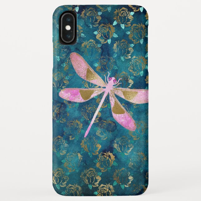 Capa Para iPhone, Case-Mate Dragonfly Dourada rosa rosa rosa rosa-rosa com fol (Verso)