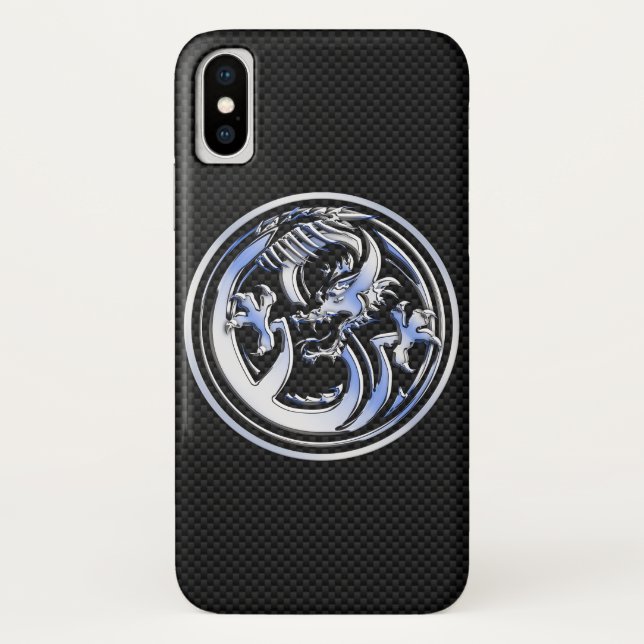 Capa Para iPhone, Case-Mate Drenagem de cromo, Impressão de fibra de carbono p (Verso)