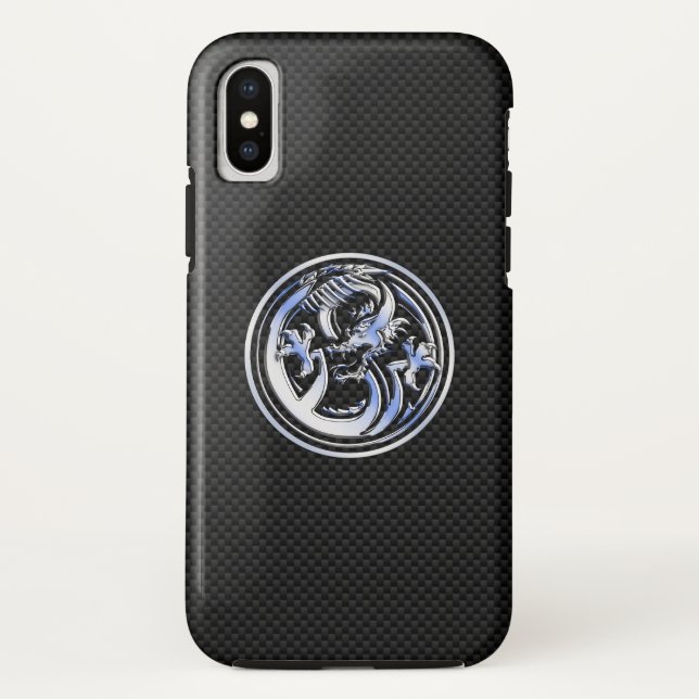 Capa Para iPhone, Case-Mate Drenagem de cromo, Impressão de fibra de carbono p (Verso)