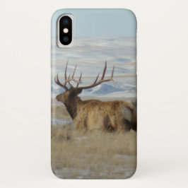 Capa Para iPhone X E22 Touro Elk e Colinas de neve