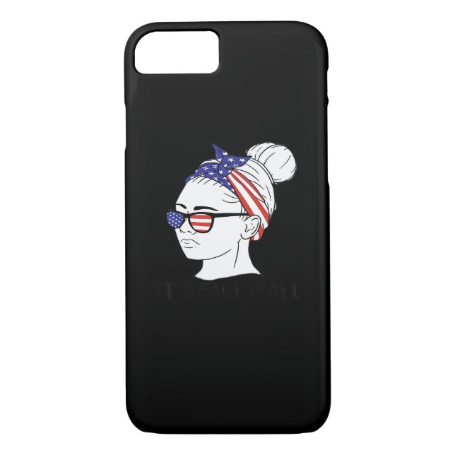 Capa Para iPhone, Case-Mate É Fall Y'all Mensy Bun Women USA Flag (Verso)