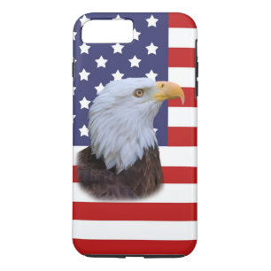Capa iPhone 8 Plus/7 Plus Eagle patriótico e bandeira dos EUA customizável