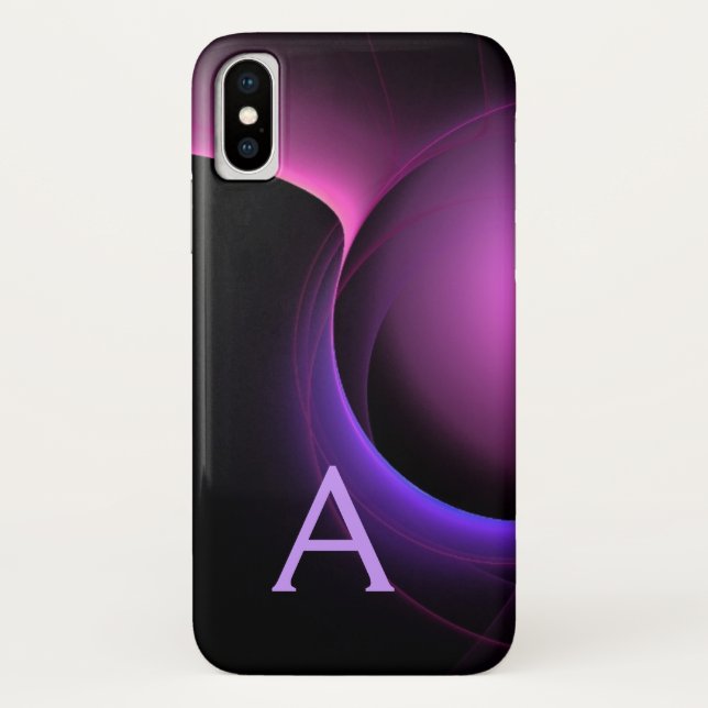 Capa Para iPhone, Case-Mate ECLIPSE MONOGRAM Púrpura preto vibrante (Verso)