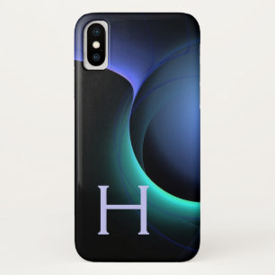 Capa Para iPhone X ECLIPSE MONOGRAM Vibrante preto azul