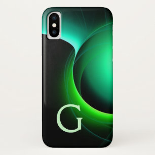 Capa Para iPhone X ECLIPSE MONOGRAMA Verde vibrante preto