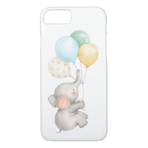 Capa iPhone 8/7 Elefante Para Bebê Pastel De Aquarela Com Balões