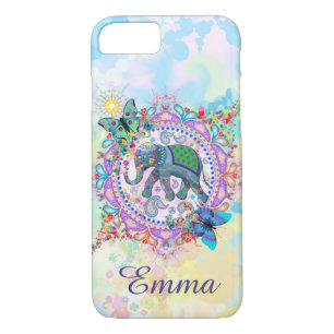 Capa iPhone 8/7 Elefante sagrado do Henna do monograma