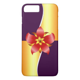 Capa iPhone 8 Plus/7 Plus Elegance Floral Design em roxo e Dourado