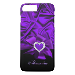 Capa Para iPhone Da Case-Mate Elegant Purple Silk Look Jóia Coração Preto
