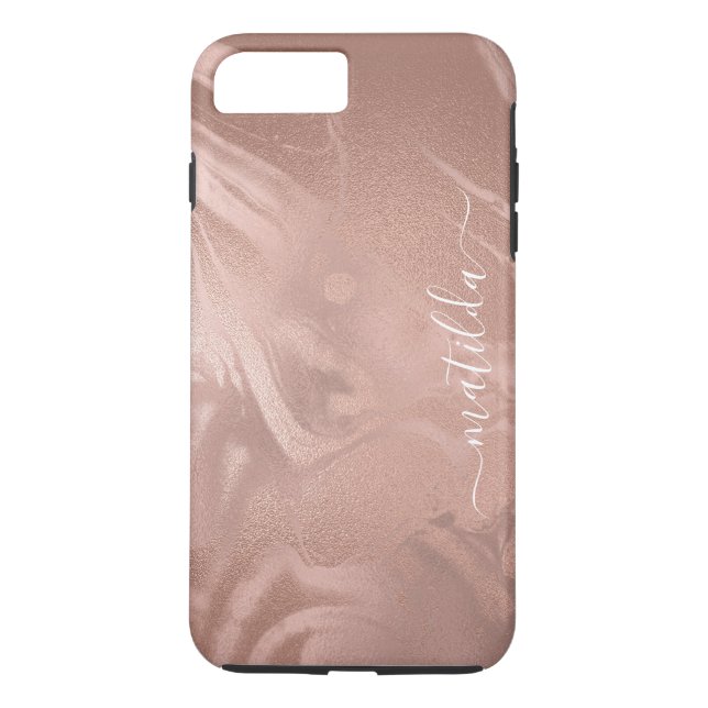 Capa Para iPhone, Case-Mate Elegante de rosa de cobre de ouro moderno (Verso)