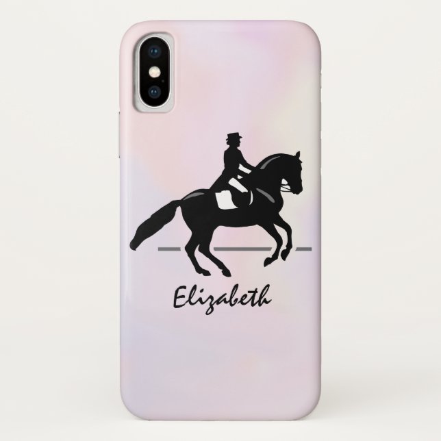 Capa Para iPhone, Case-Mate Elegante Dressage Rider em um Fundo de Aquarela (Verso)