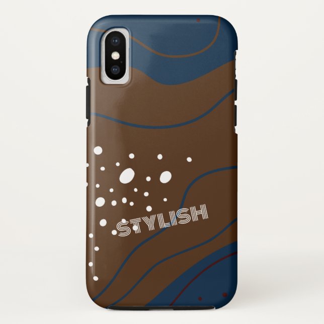 Capa Para iPhone, Case-Mate Elegante & Moderno Azul & Branco (Verso)