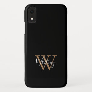 Capa Para iPhone Da Case-Mate Elegante Moderno Monograma de Nome em Script Preto