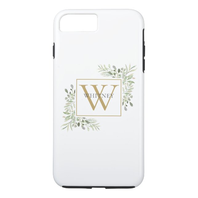 Capa Para iPhone, Case-Mate Elegante Monograma Dourado com Folhagem Personaliz (Verso)