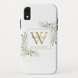 Capa Para iPhone Da Case-Mate Elegante Monograma Dourado Greenery Chic