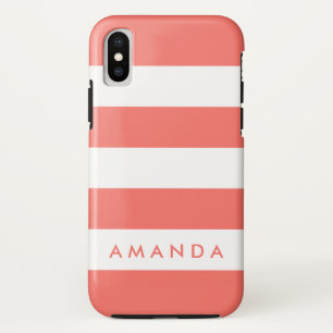 Capa Para iPhone Da Case-Mate Elegante preppy Coral vivo Listrado personalizado
