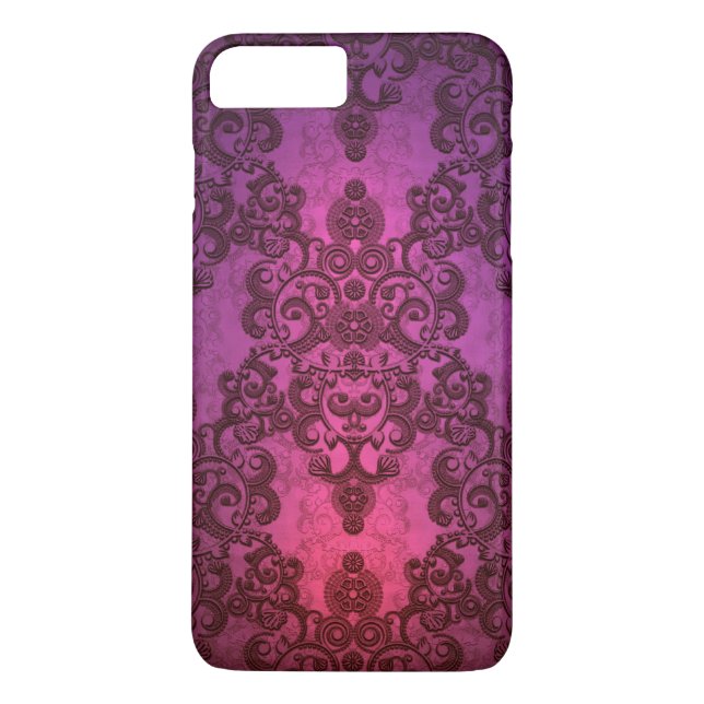 Capa Para iPhone, Case-Mate Elegante Rosa e Roxo Glamurosos Damasco (Verso)