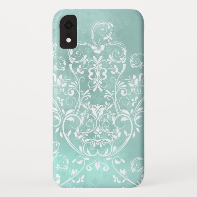 Capa Para iPhone, Case-Mate Elegante Teal Swirls (Verso)