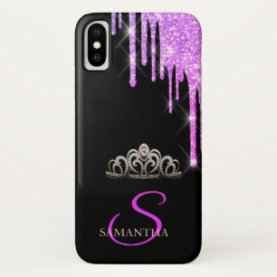 Capa Para iPhone Da Case-Mate Elegante Tiara com Gotas de Purpurina Roxa