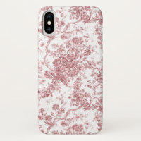 Elegante Vintage Francês Gravado Floral Toile-Pink