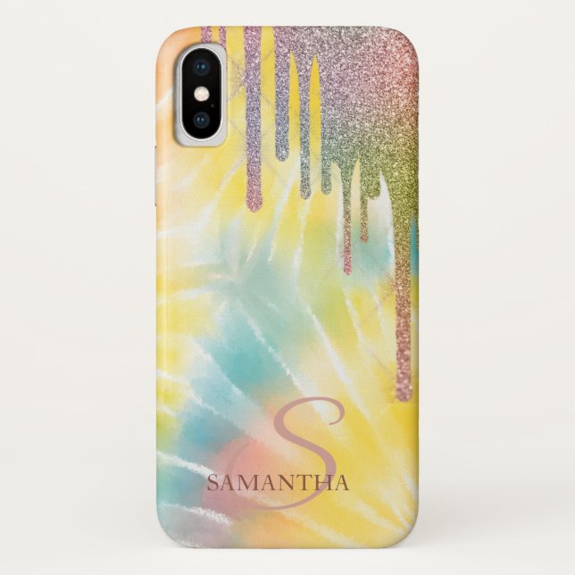 Capa Para iPhone, Case-Mate Elegantes Pingos de Brilho,Tinta Tie Dye Arco-íris (Verso)