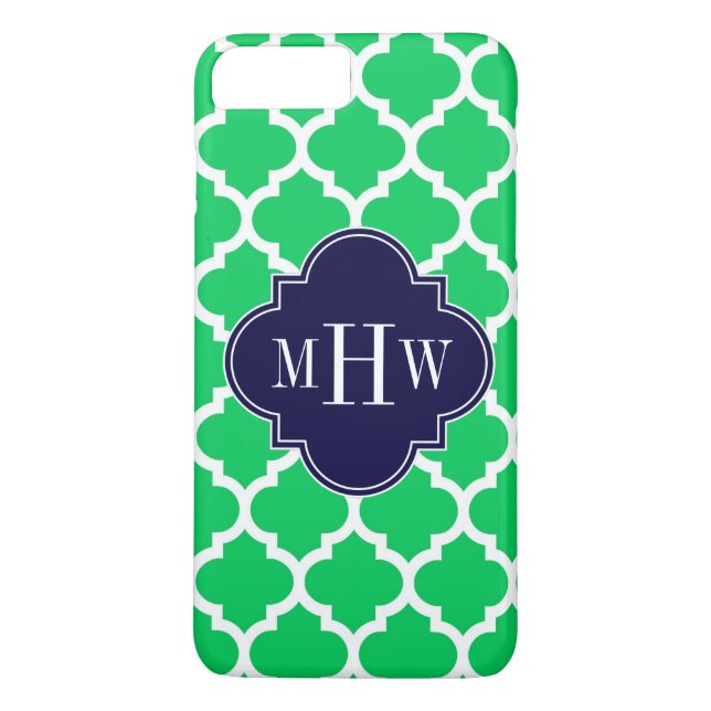 Capa Para iPhone, Case-Mate Emerald White Marroquino #5 Marinho 3 Monograma In (Verso)