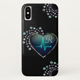 Capa Para iPhone Da Case-Mate Enfermeiro EKG coração e joia azul-escuro