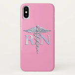 Capa Para iPhone Da Case-Mate Enfermeiro Registrado RN Caduceus em Rosa Rosa Ros<br><div class="desc">A design do Símbolo Simbólico de Símbolo Médico de Caduceus, aqui apresentada num fundo de Rosa de Rosa claro. Os cobras caduceus são feitos para parecerem feitos de cromo. Bom para a formatura, para a sua profissão, ou para um presente com aquele olhar médico que você está procurando. Aqui está...</div>