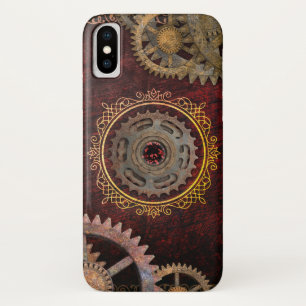 Capa Para iPhone Da Case-Mate Engrenagem vermelha e Dourado de Steampunk