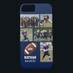 Capa iPhone 8/7 Equipe personalizada do nome da colagem da foto do<br><div class="desc">Estas capas de iphone do futebol do costume caracterizam suas 5 fotos, nome de jogador de futebol, número do jérsei e nome da equipe. Personalize com tiros da ação, uma foto da equipe, etc. mudam facilmente a cor do fundo para combinar as cores da sua equipe - apenas o clique...</div>