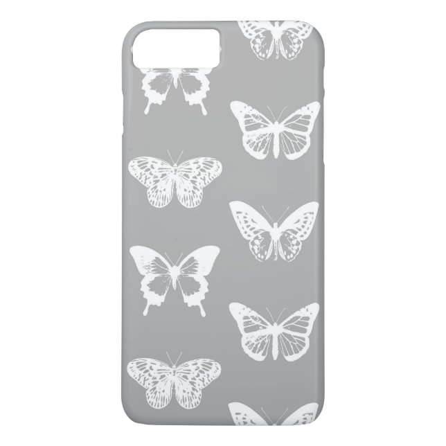 Capa Para iPhone, Case-Mate Esboço de borboleta, cinza prateado e branco (Verso)