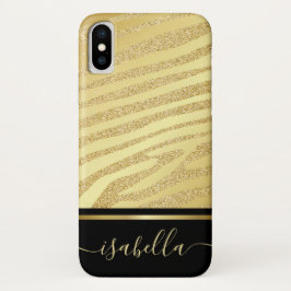 Capa Para iPhone Da Case-Mate Escórias De Zebra, Douradas E Monogramas Pretos