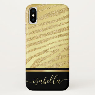 Capa Para iPhone Da Case-Mate Escórias De Zebra, Douradas E Monogramas Pretos