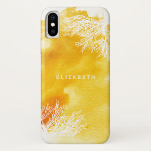 Capa Para iPhone X esparto de abstrato, recife de coral amarelo
