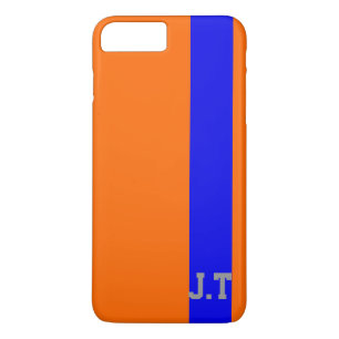 Capa iPhone 8 Plus/7 Plus Esportes de Monograma Laranja e Azul