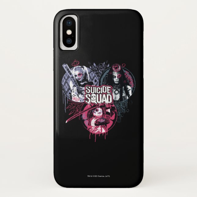 Capa Para iPhone, Case-Mate Esquadrão Suicida | Crachás de Grafite de Garotas- (Verso)