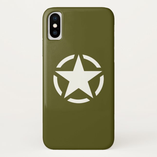 Capa Para iPhone, Case-Mate Estêncil estelar clássico em Khaki Green (Verso)
