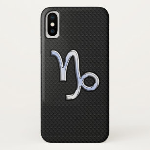 Capa Para iPhone X Estilo Chrome Capricórnio Sign on Cobra Skin Decor