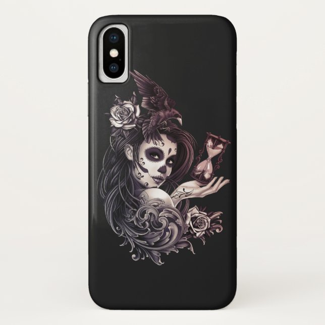 Capa Para iPhone, Case-Mate Estilo de Tatuagem Sugar Skull Girl com Saco de Pá (Verso)