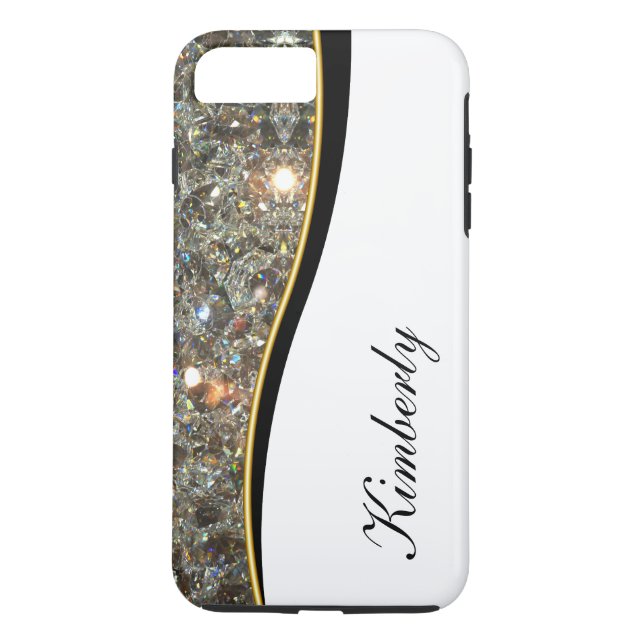 Capa Para iPhone, Case-Mate Estilo elegante do monograma de Bling (Verso)