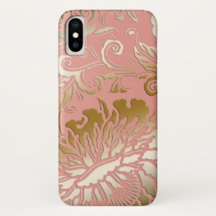 Capa Para iPhone X Estilo emblemático elegante Rosa floral Dourado