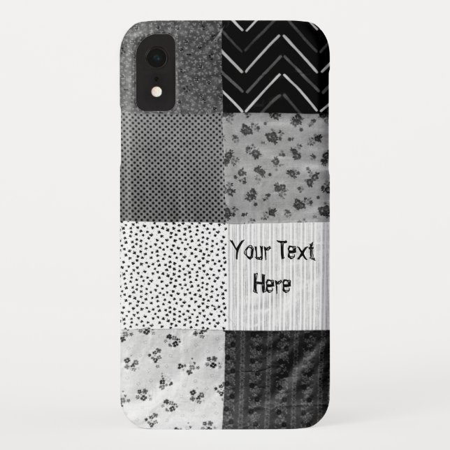 Capa Para iPhone, Case-Mate estilo vintage patchwork tecido design preto branc (Verso)